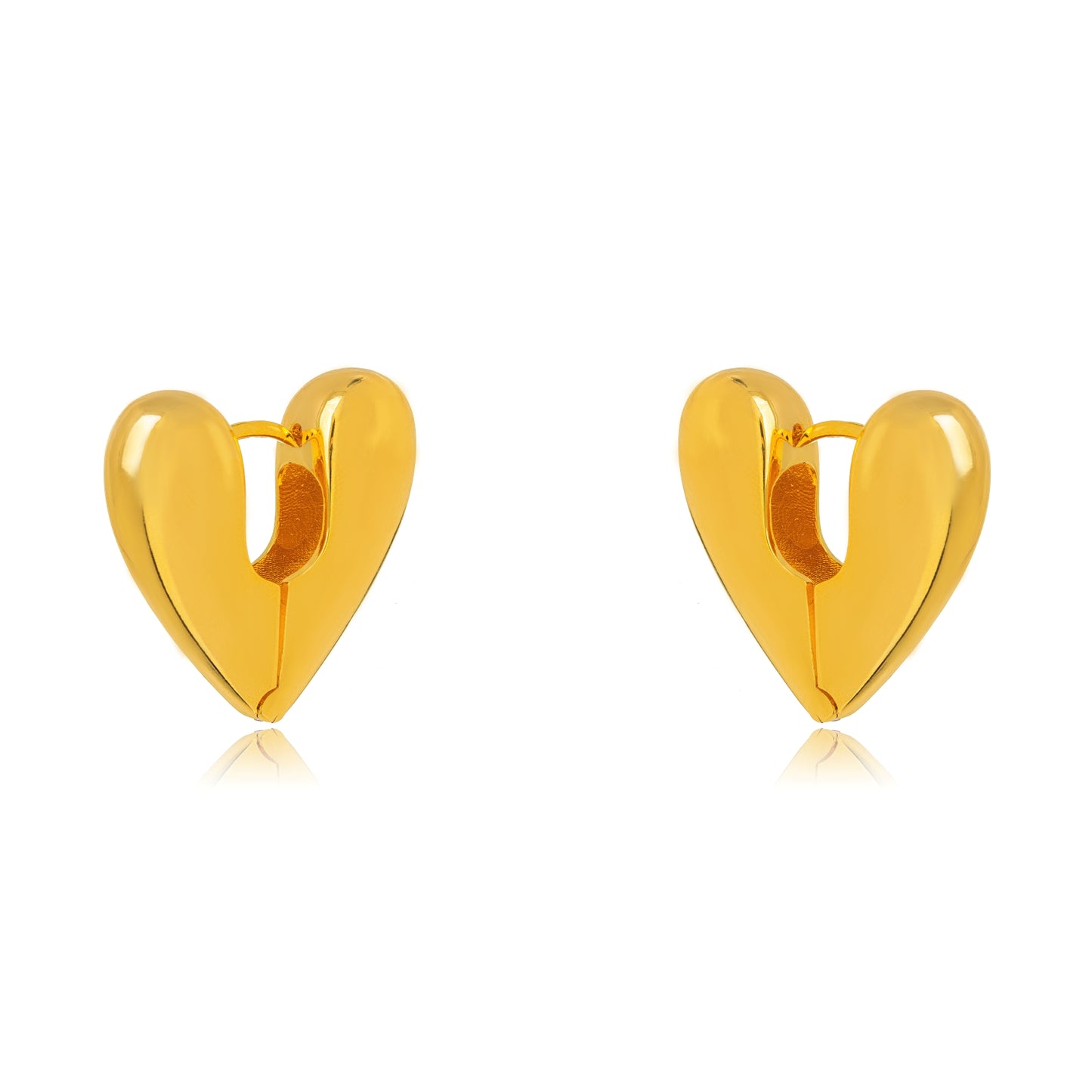 Heart Hoop Earrings - 18k Gold Plated