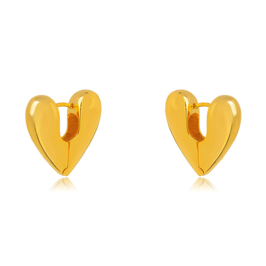 Heart Hoop Earrings - 18k Gold Plated