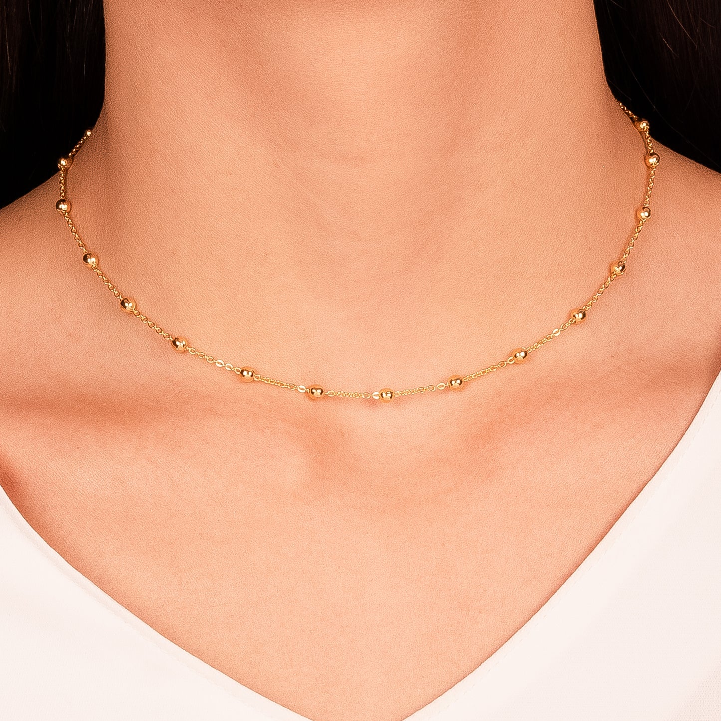 Flat Ball Chain Choker - 18k Gold Plated