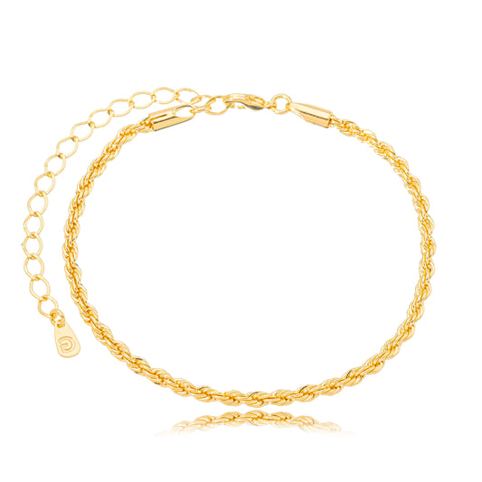 Rope Chain Bracelet - 18k Gold Plated