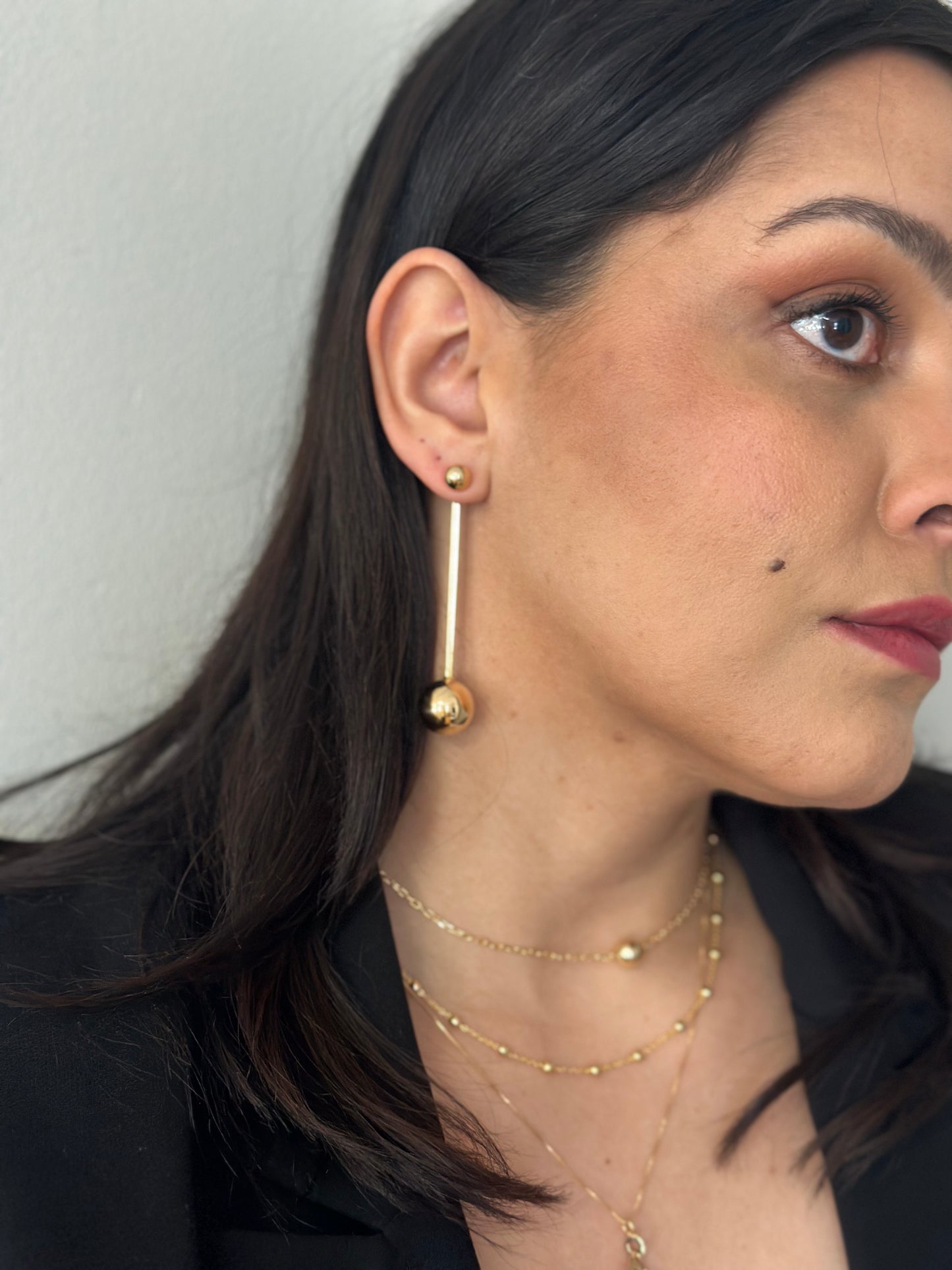 Ball Drop Jacket Earrings - 18k Gold Plated