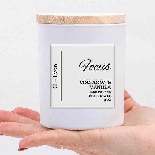 Focus - Luxurious 8 oz Candle - CINNAMON & VANILLA